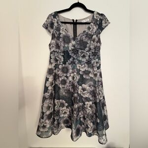 Sunny Girl Fit and Flare Dress Women XL Floral V-Neck Babydoll Forest Fairy Chic